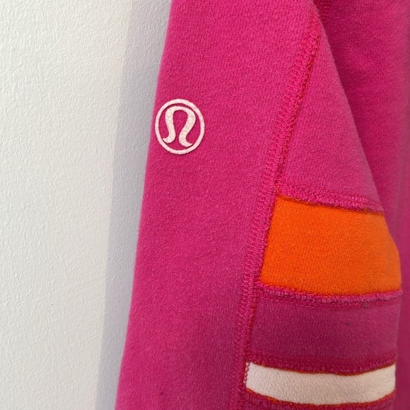 Lululemon Womens scuba hoodie US6 Pink Orange Stripes Zip Up Jacket vintage - Picture 5 of 12